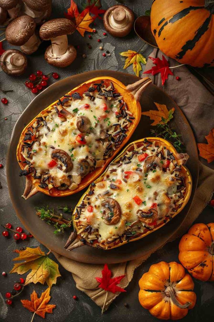 Roasted Acorn Squash with Wild Rice Stuffing