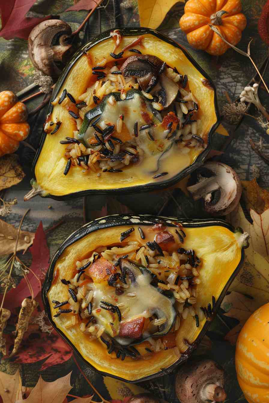 Roasted Acorn Squash with Wild Rice Stuffing