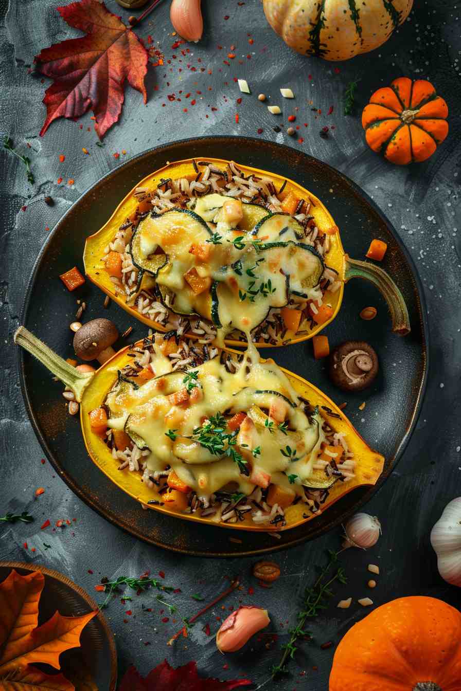 Roasted Acorn Squash with Wild Rice Stuffing