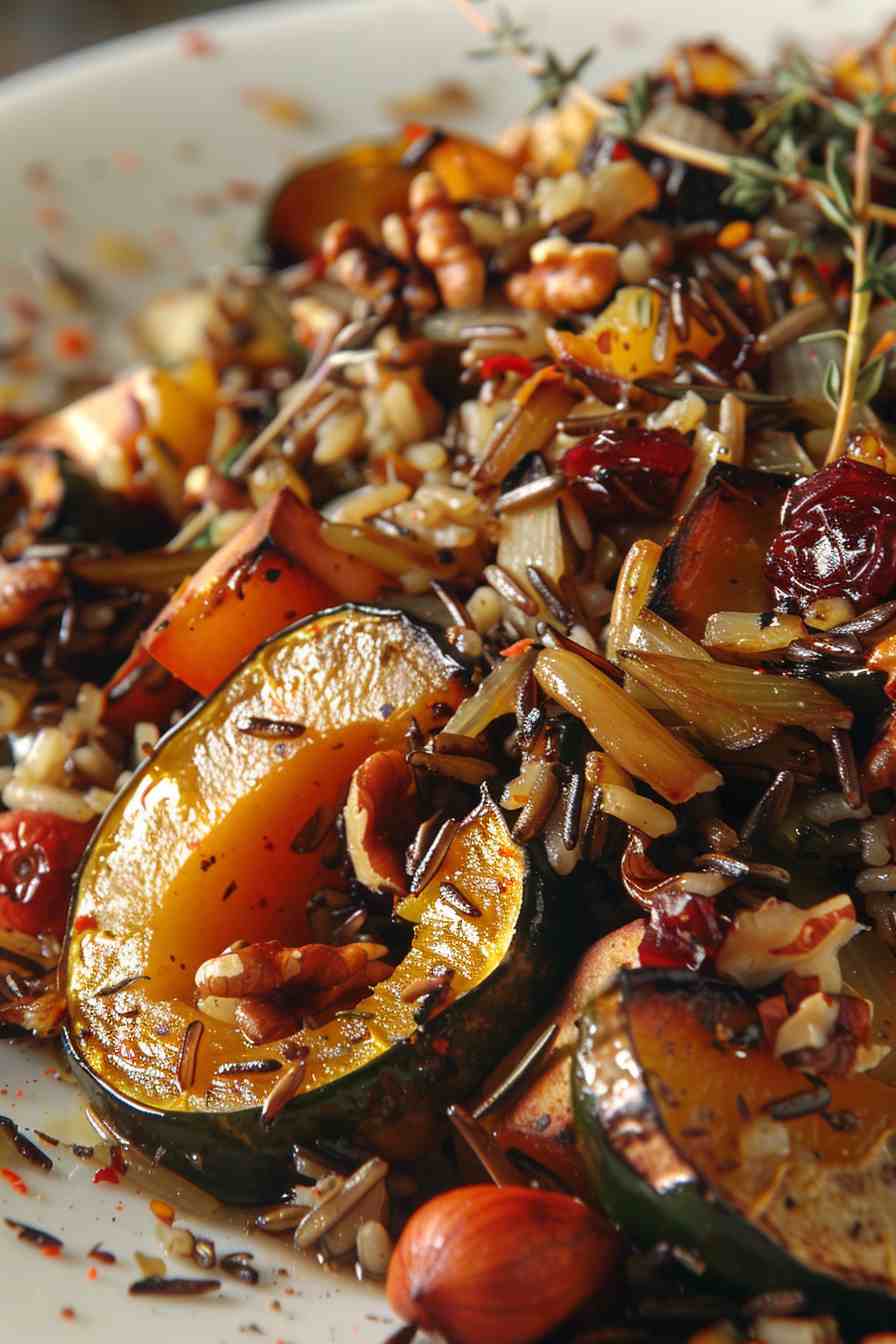 Roasted Acorn Squash with Wild Rice Stuffing