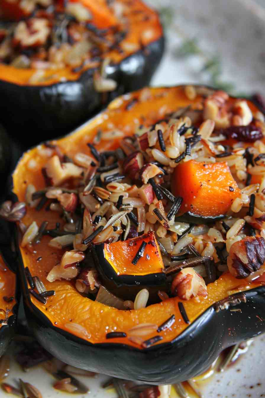 Roasted Acorn Squash with Wild Rice Stuffing