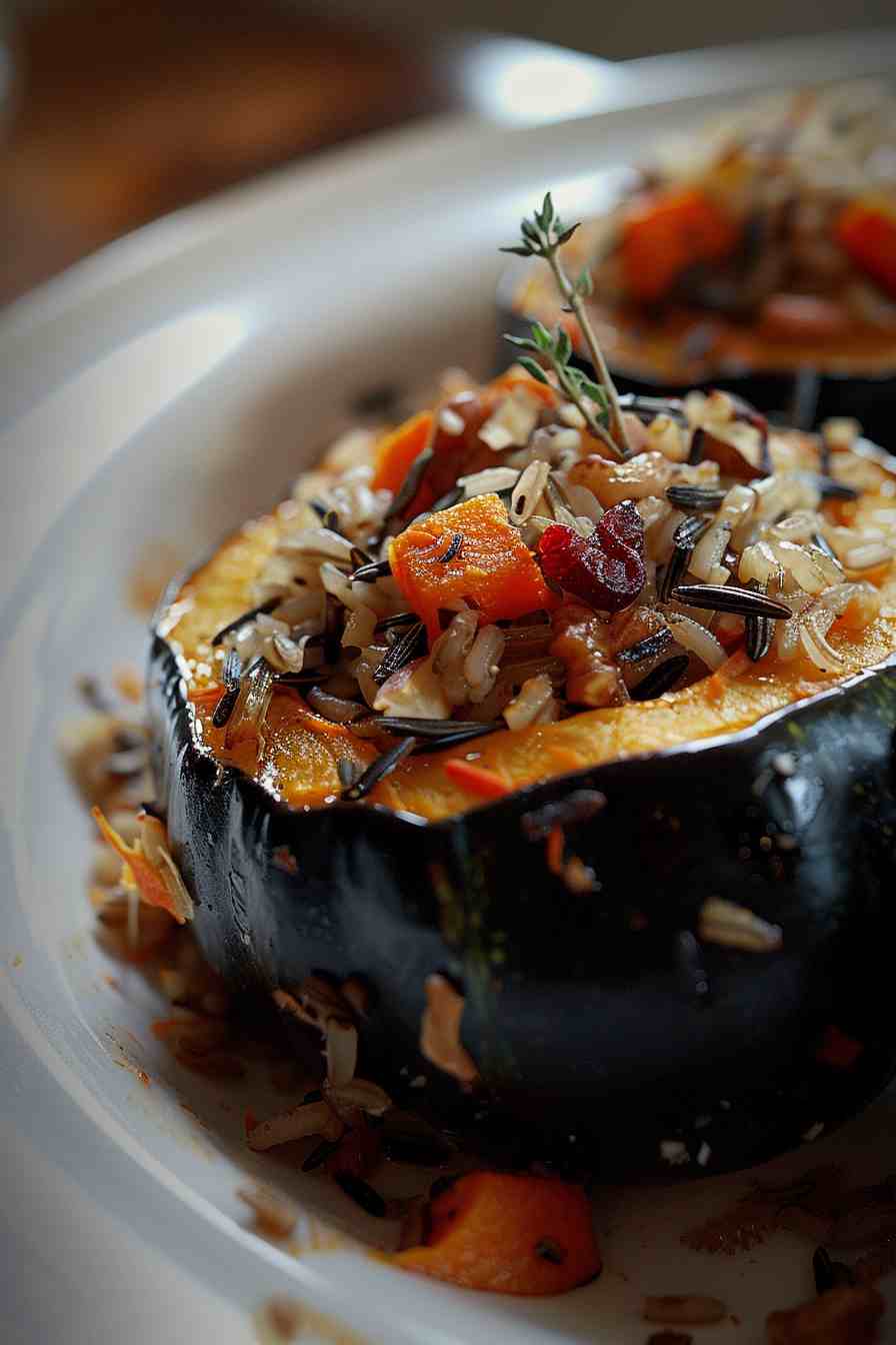 Roasted Acorn Squash with Wild Rice Stuffing