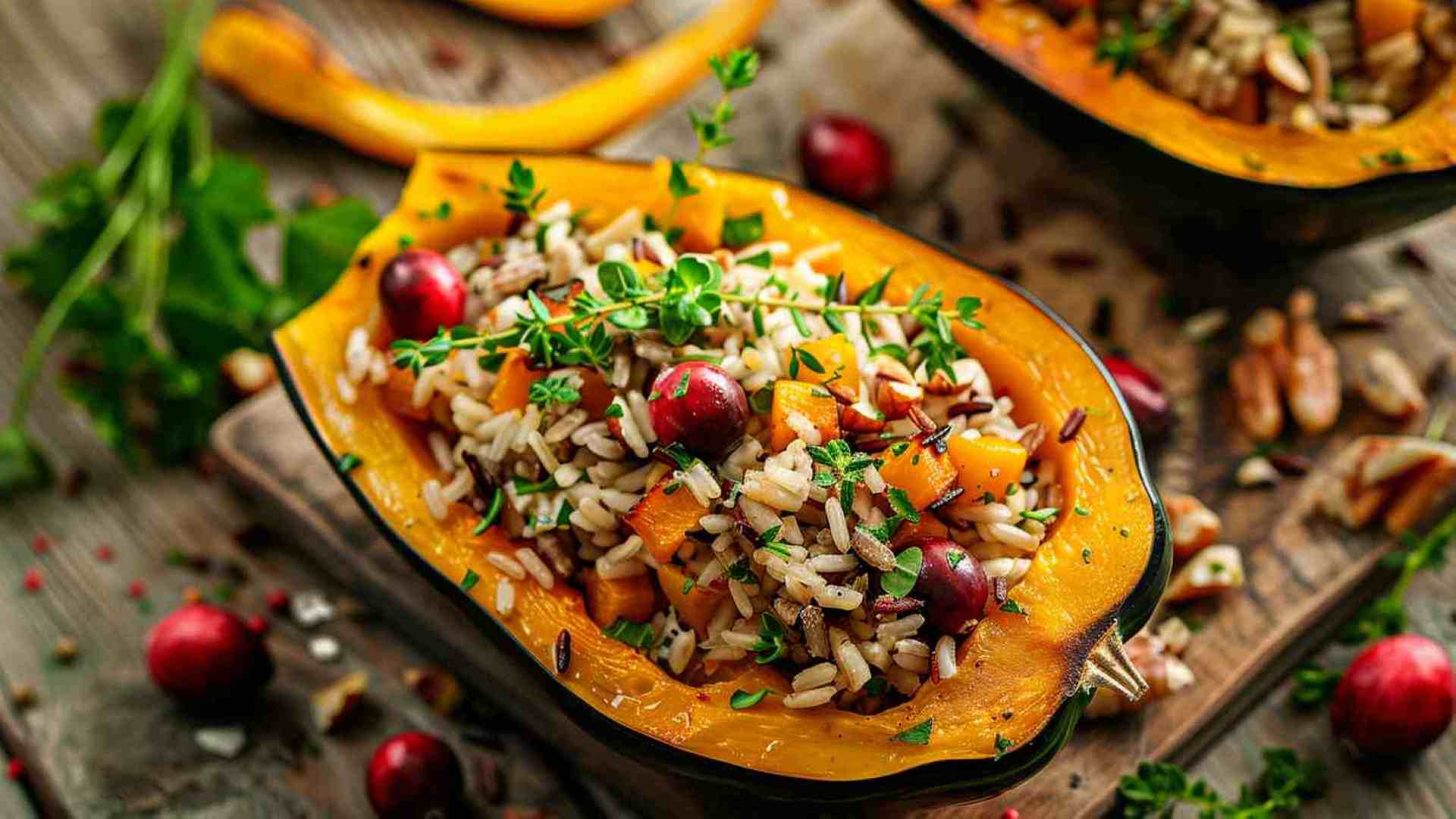 Roasted Acorn Squash with Wild Rice Stuffing (2)