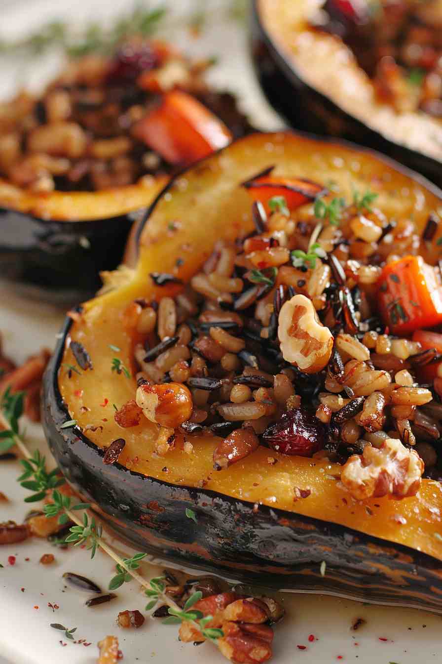 Roasted Acorn Squash with Wild Rice Stuffing