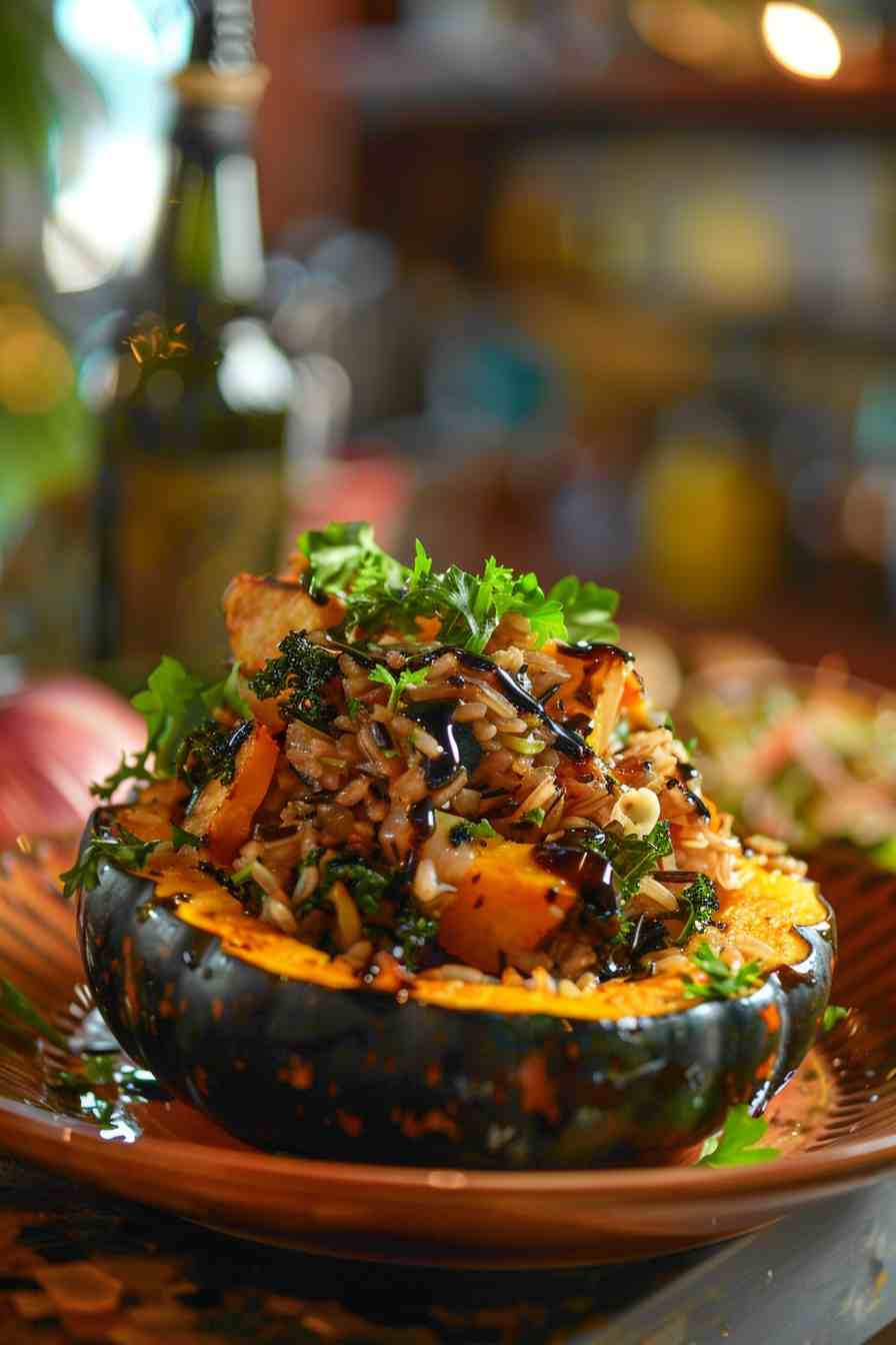 Roasted Acorn Squash with Wild Rice Stuffing