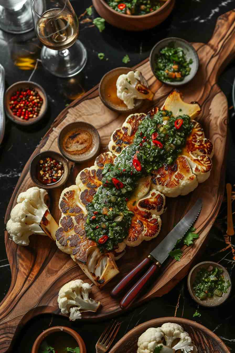 Roasted Cauliflower Steaks with Chimichurri