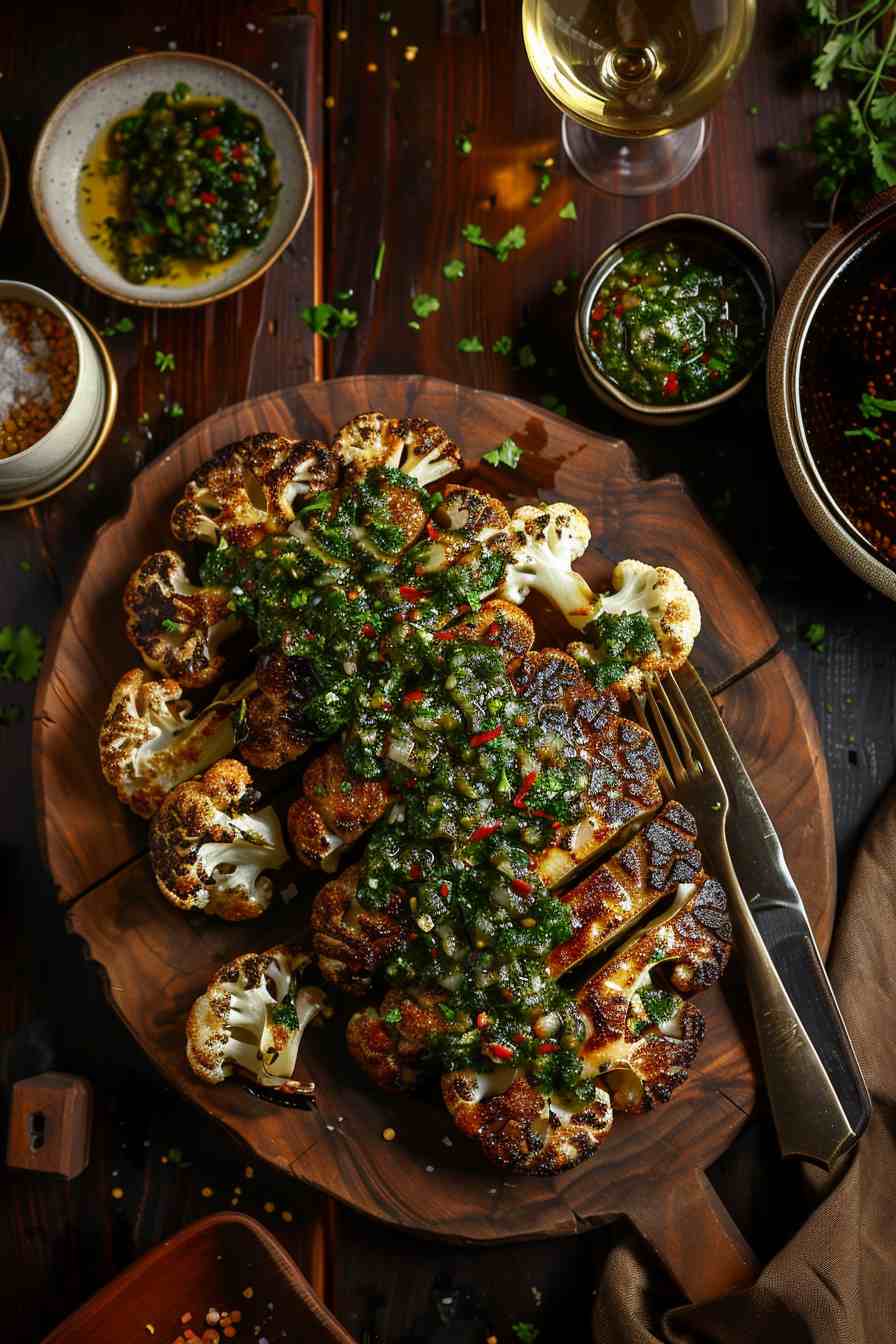 Roasted Cauliflower Steaks with Chimichurri