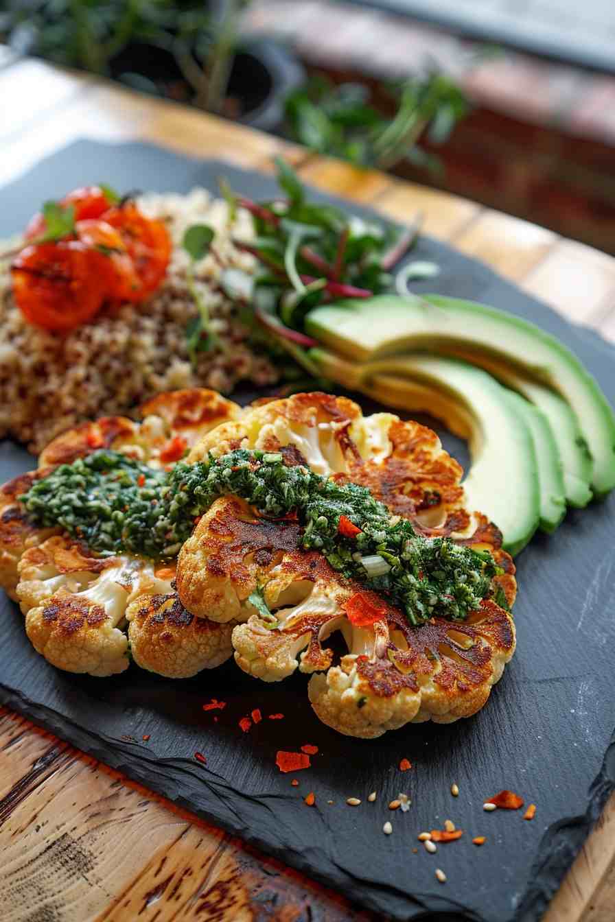 Roasted Cauliflower Steaks with Chimichurri