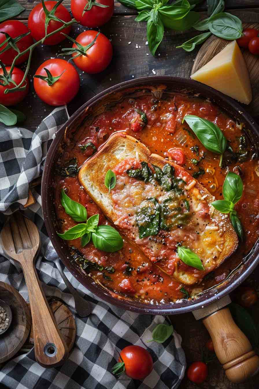 Rustic Tomato Basil Soup with Grilled Cheese