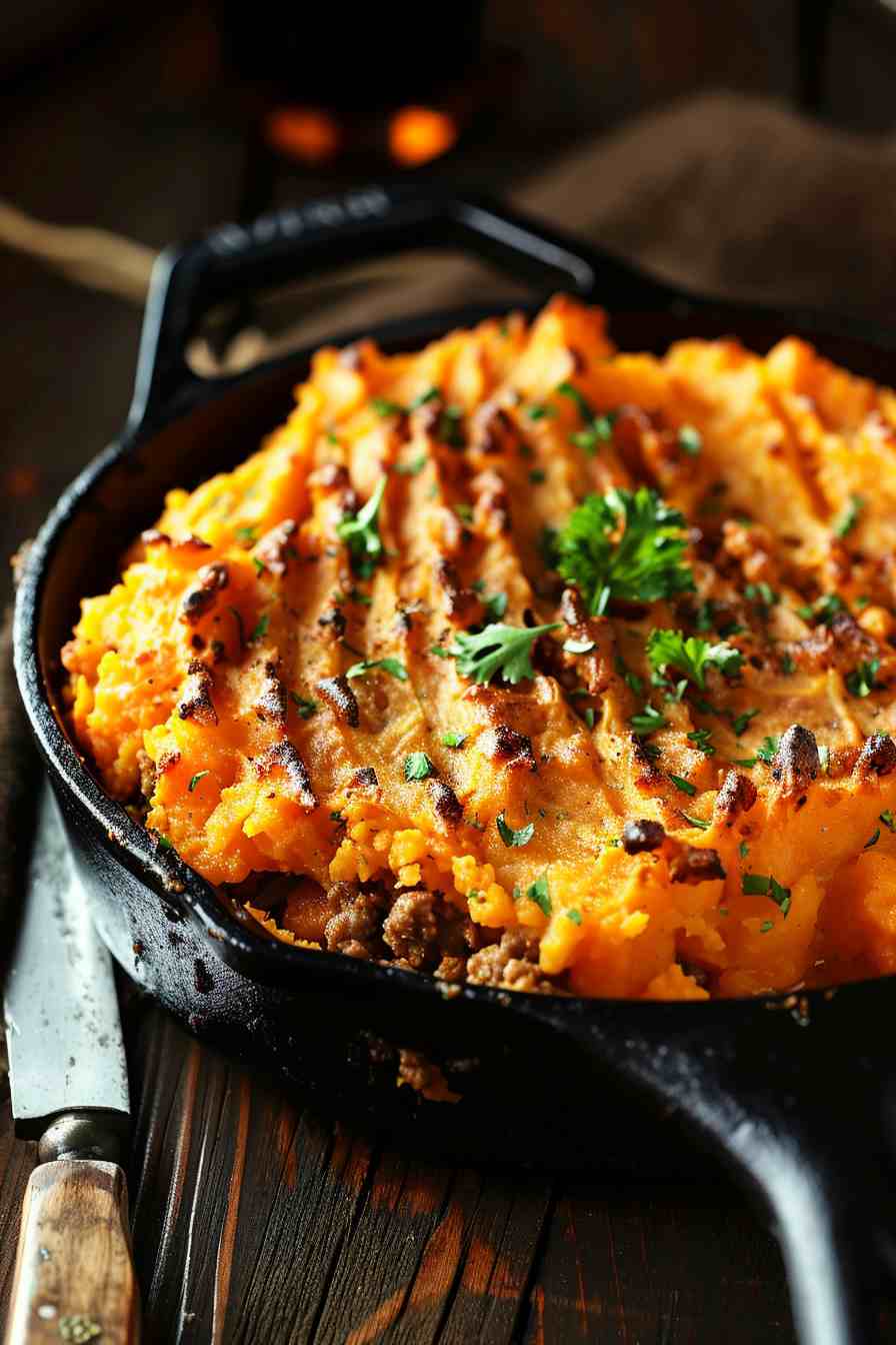 Savory Shepherd’s Pie with Sweet Potato Topping