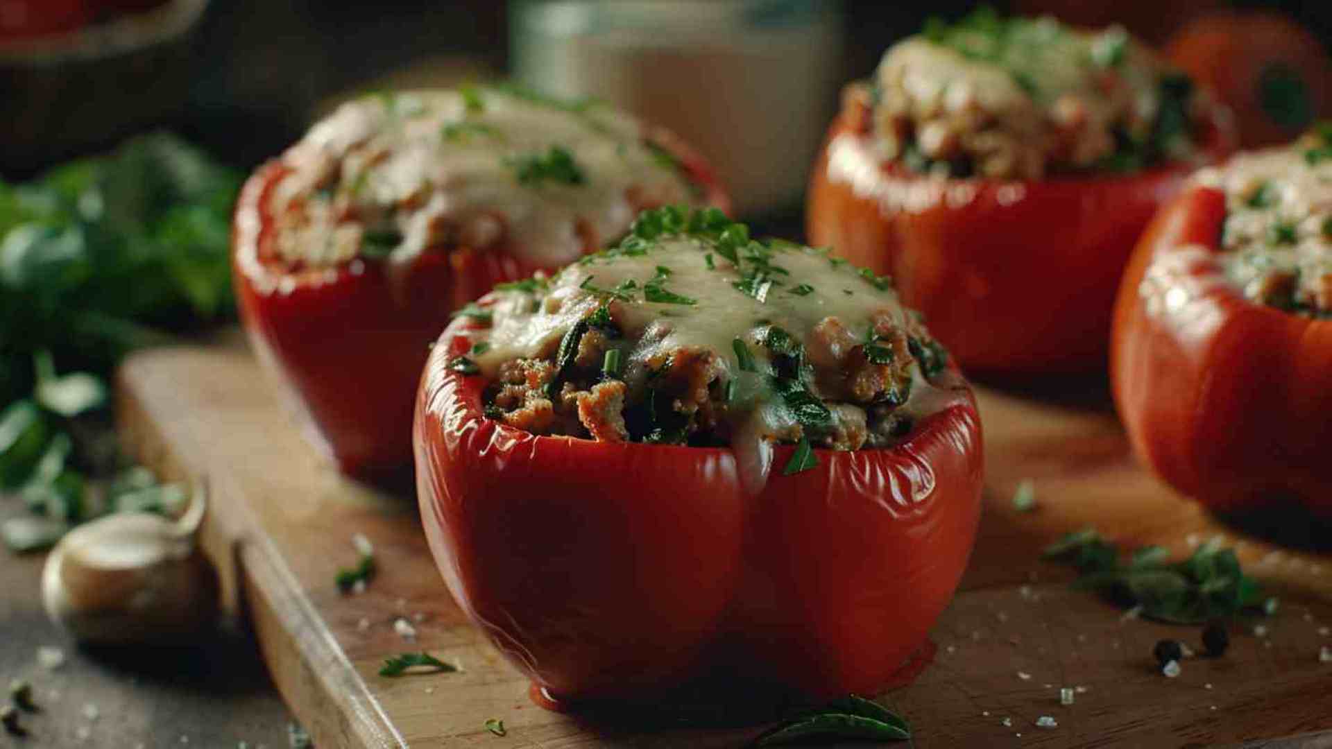 Turkey and Spinach Stuffed Peppers