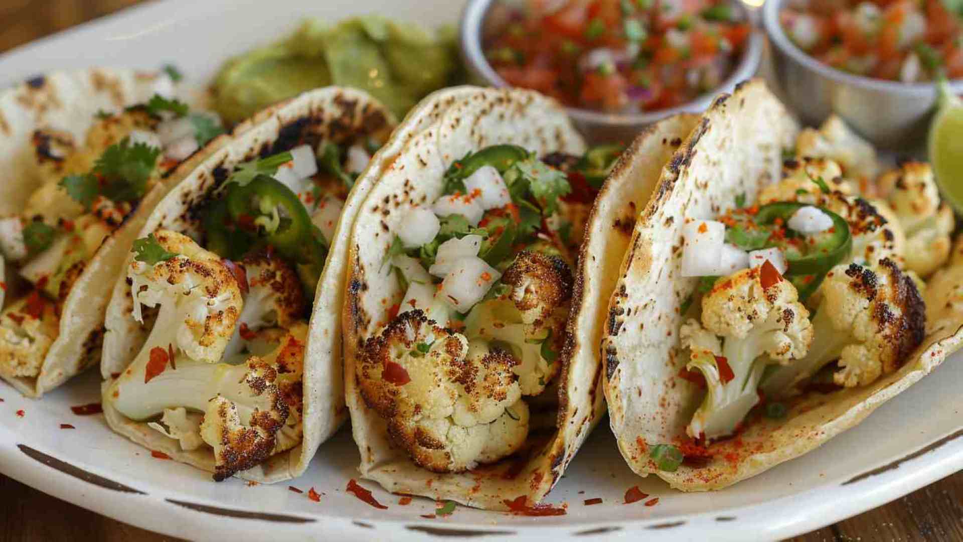 Roasted Cauliflower Tacos with Lime Slaw