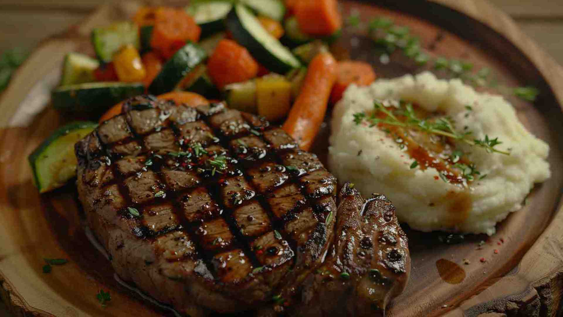 Balsamic Grilled Steak with Roasted Veggies