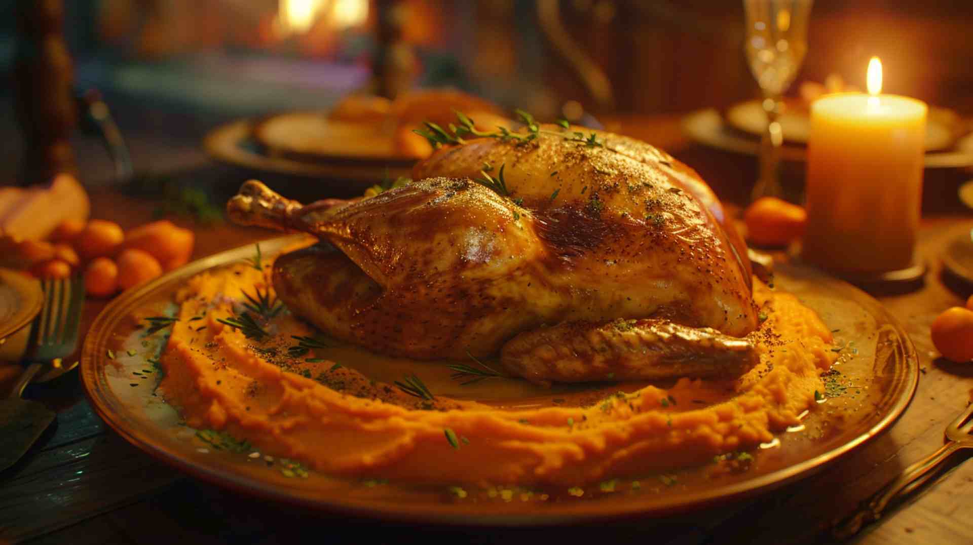 Roasted Chicken with Sweet Potato Mash