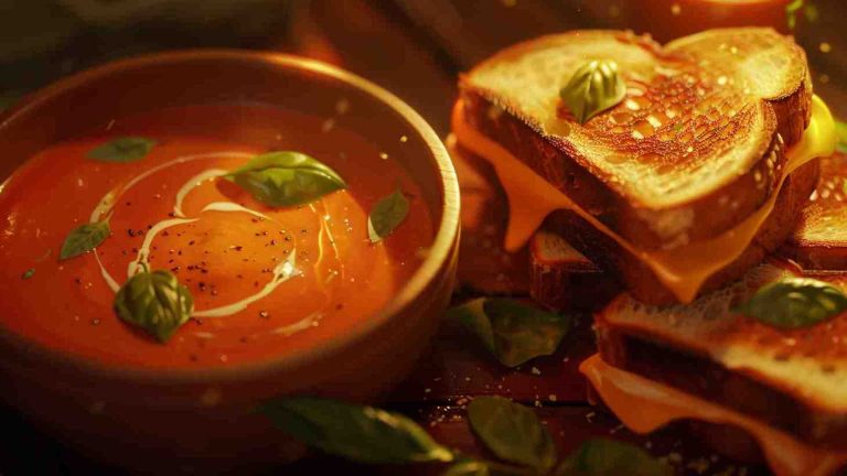 Creamy Tomato Basil Soup & Grilled Cheese
