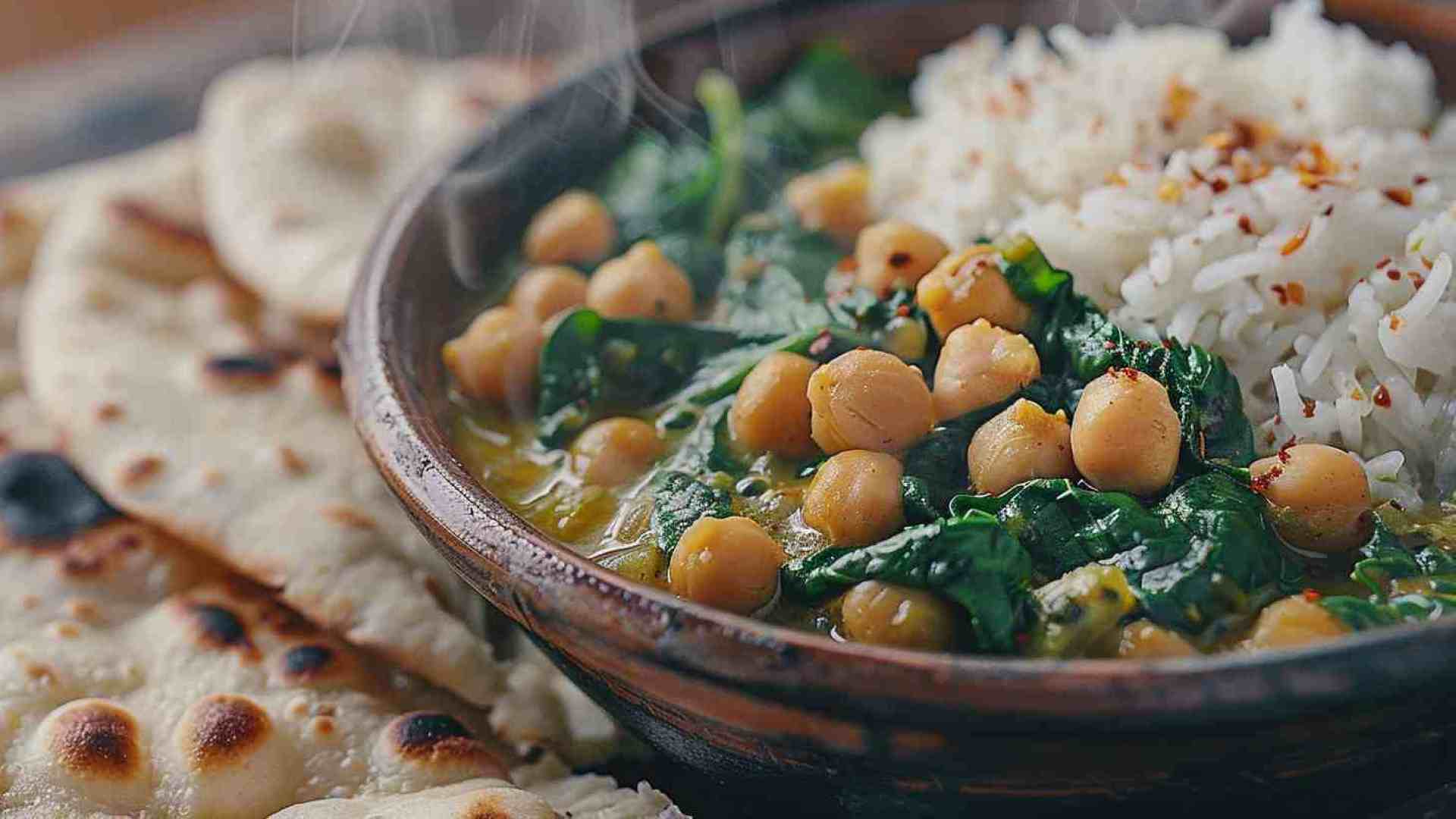 Chickpea and Spinach Curry with Rice