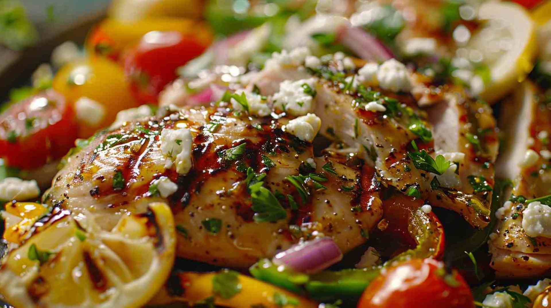 Greek Salad with Grilled Chicken Breast