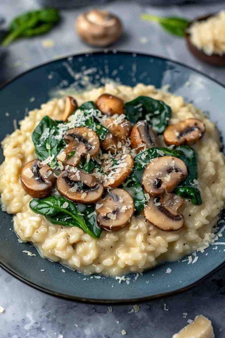 Creamy Mushroom and Spinach Risotto