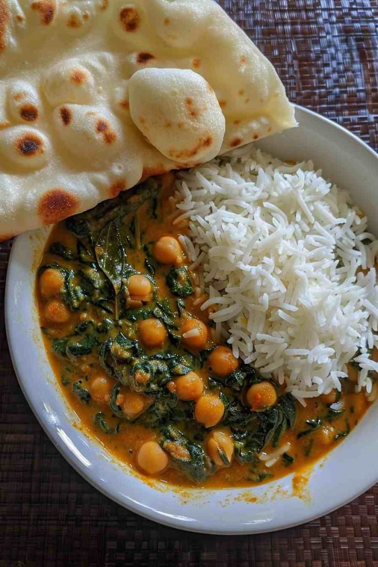 Chickpea and Spinach Curry with Rice