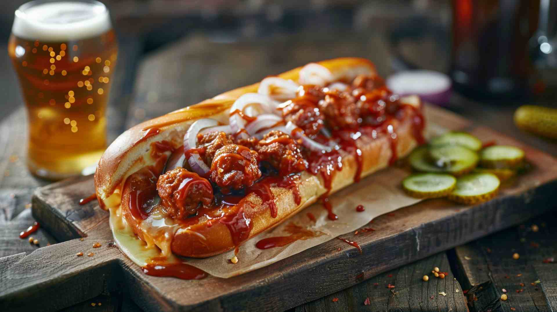 BBQ Meatball Subs with Cheese