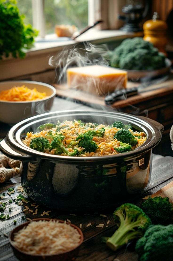 Crockpot Cheesy Broccoli Rice Casserole