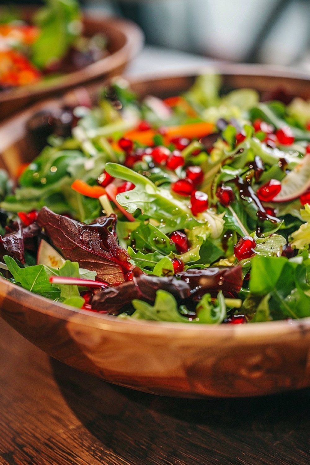 Mixed Greens Salad with Pomegranate Seeds