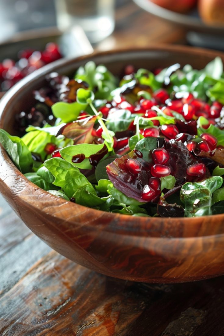 Mixed Greens Salad with Pomegranate Seeds