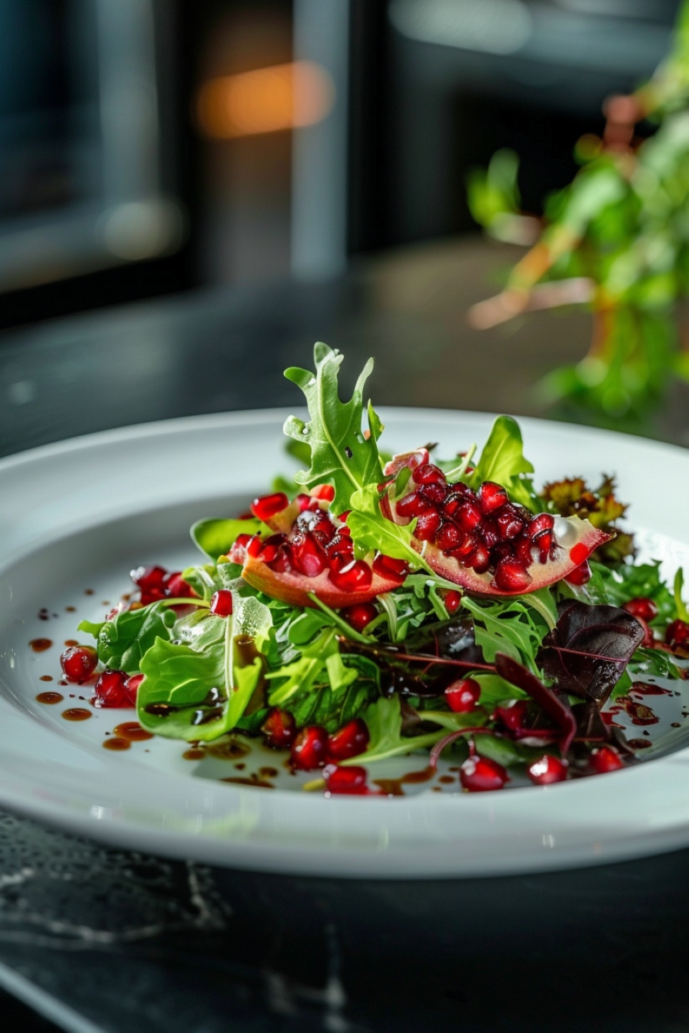 Mixed Greens Salad with Pomegranate Seeds