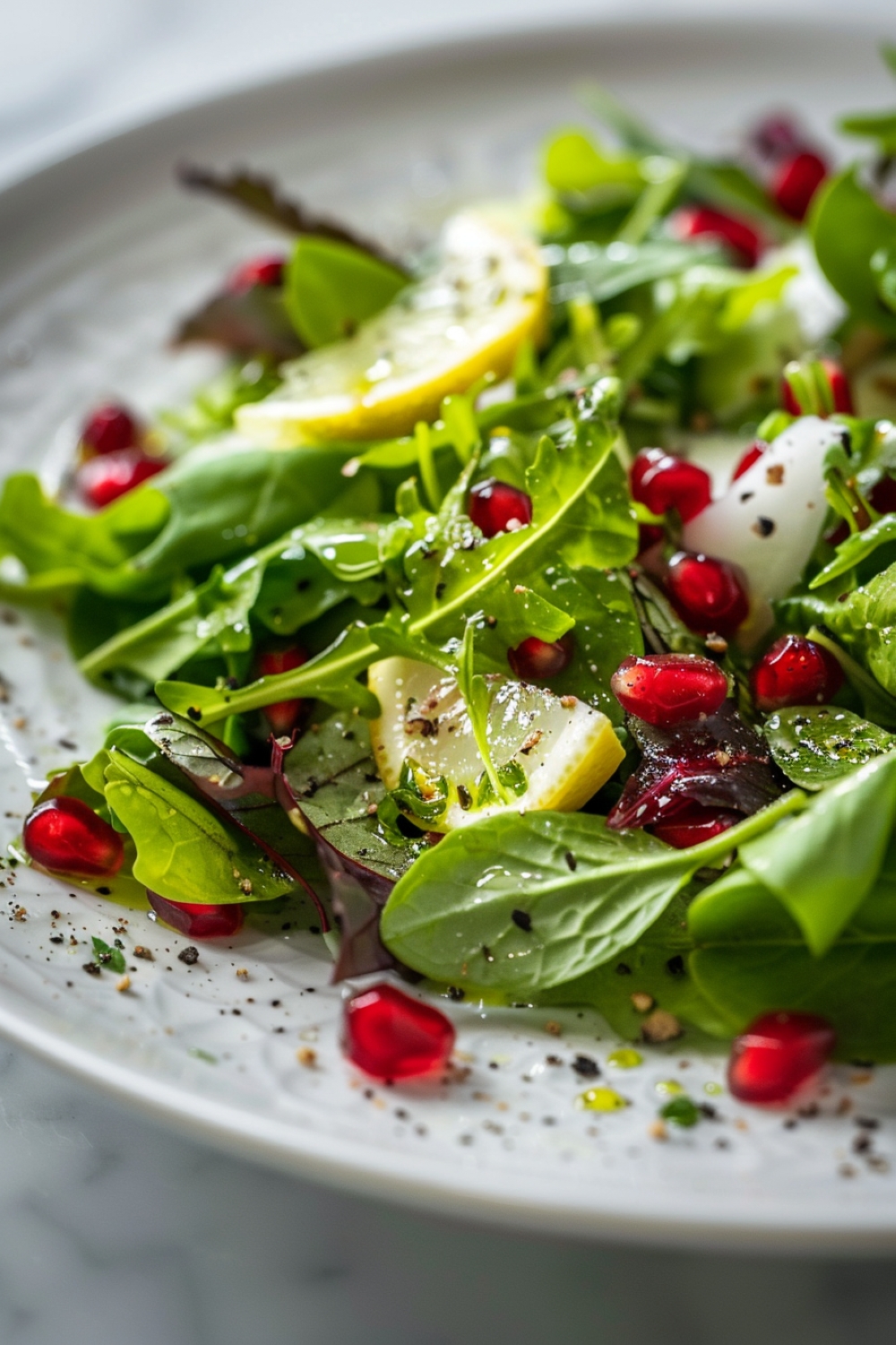 Mixed Greens Salad with Pomegranate Seeds