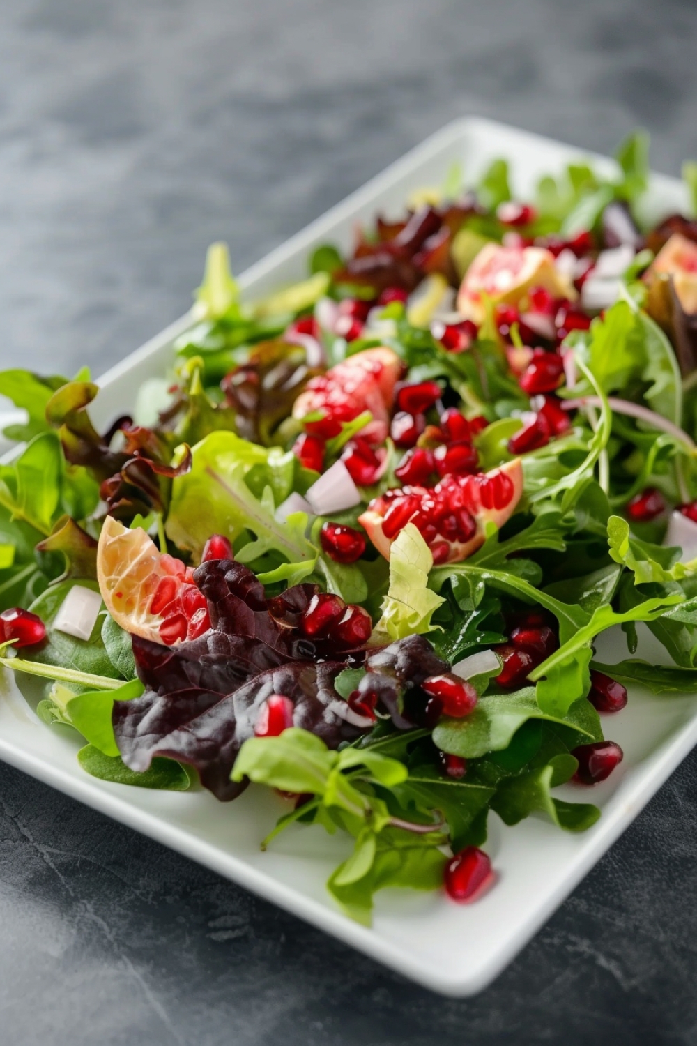 Mixed Greens Salad with Pomegranate Seeds