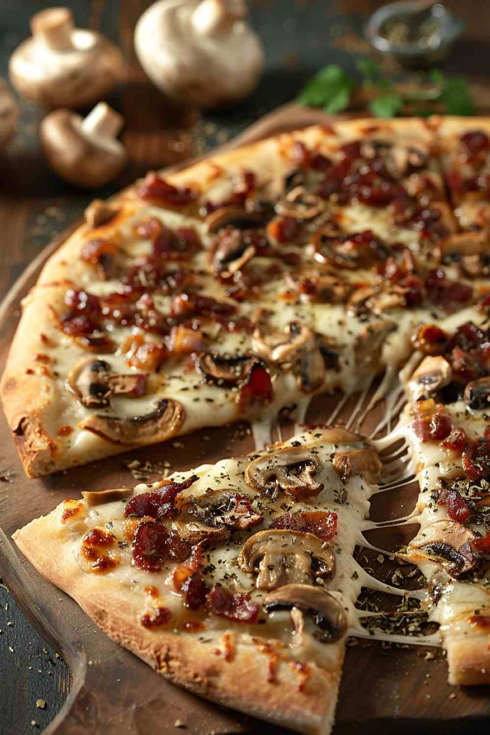 Mushroom and Bacon Pizza