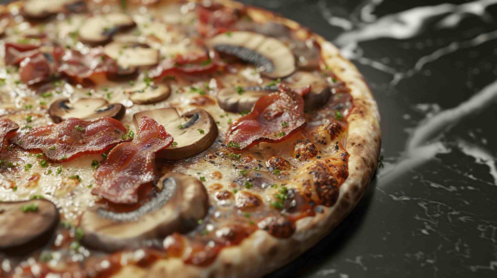 Mushroom and Bacon Pizza