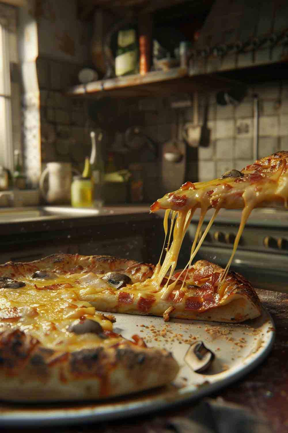 Mushroom and Bacon Pizza