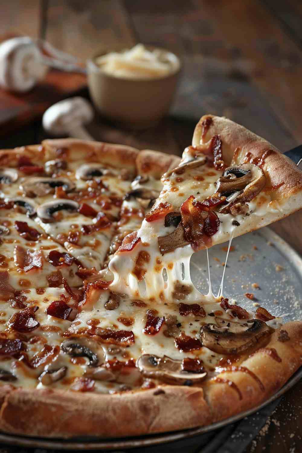 Mushroom and Bacon Pizza