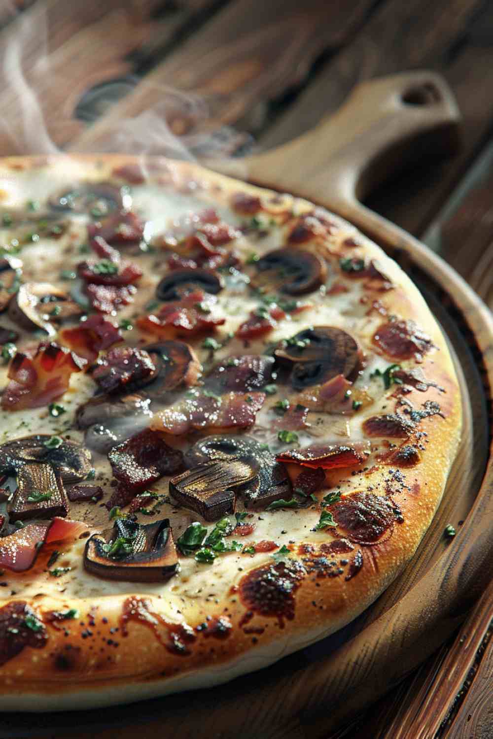 Mushroom and Bacon Pizza