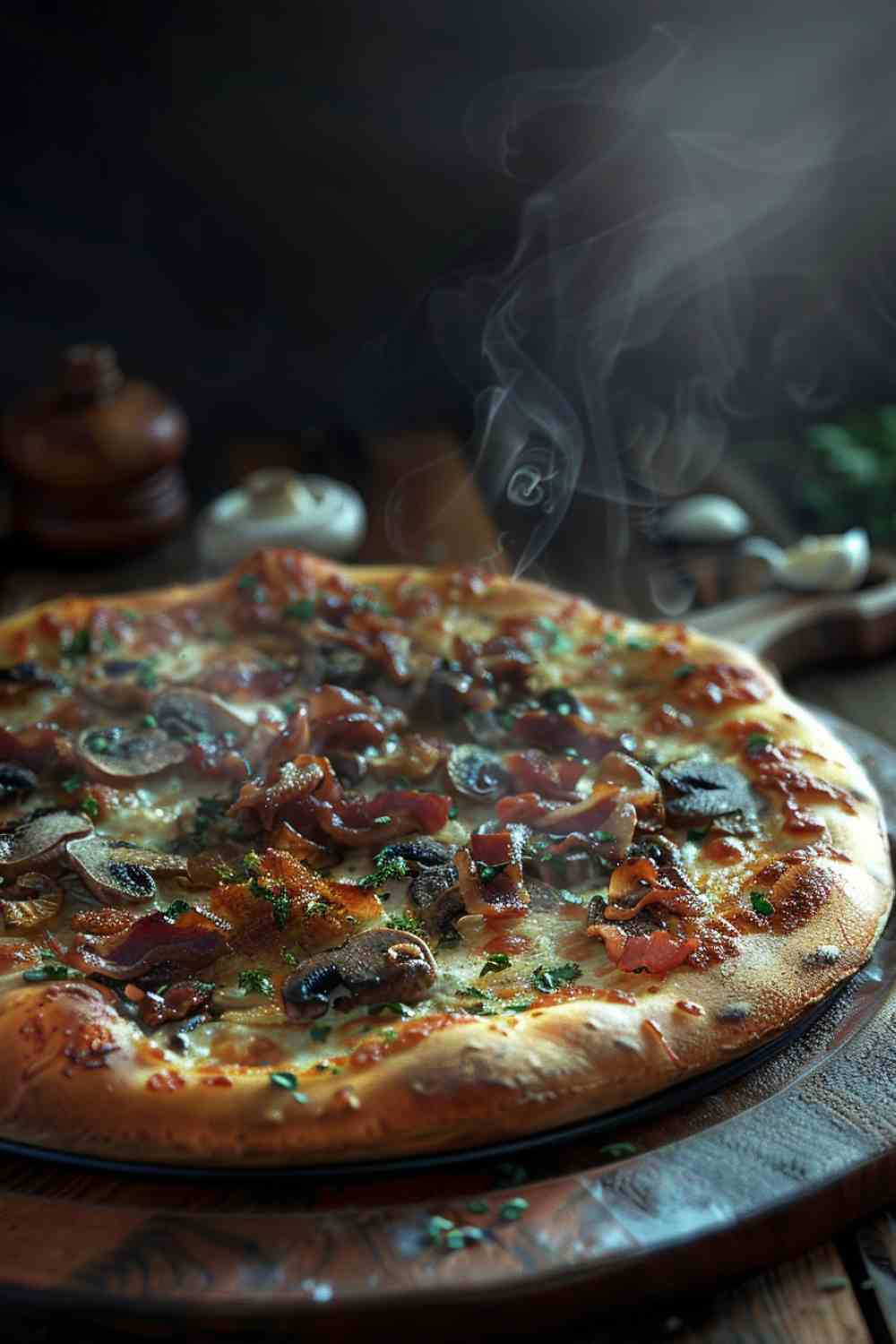 Mushroom and Bacon Pizza