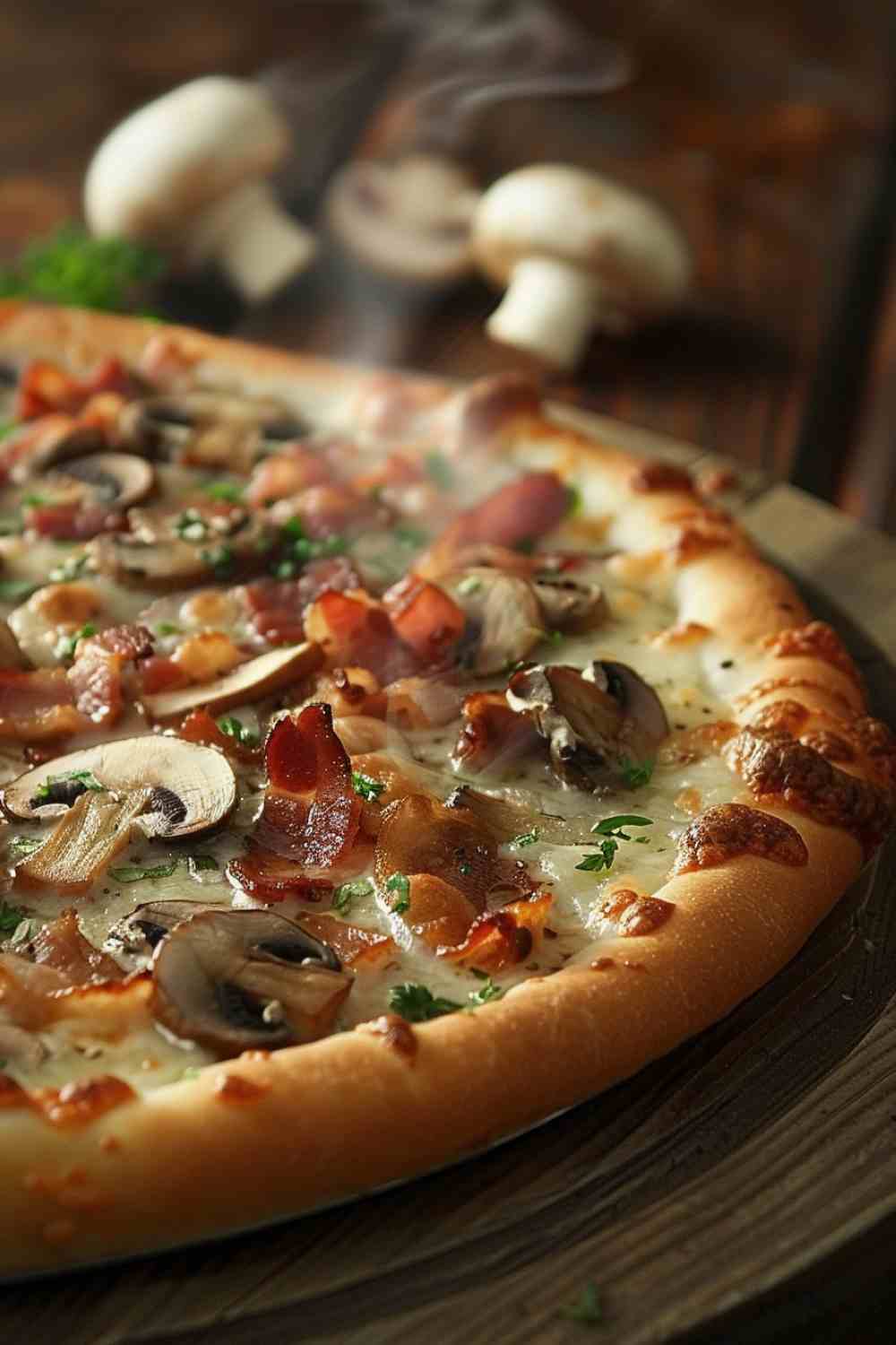 Mushroom and Bacon Pizza