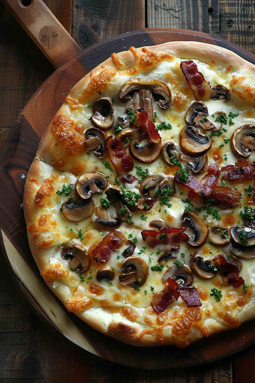 Mushroom and Bacon Pizza