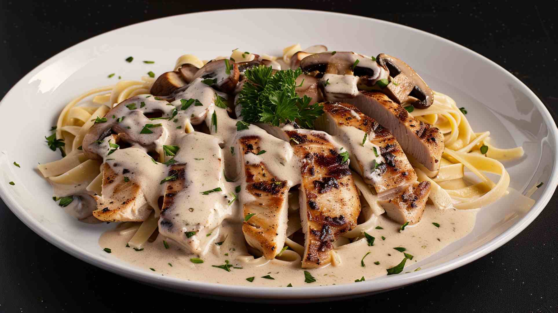 Mushroom and Chicken Alfredo