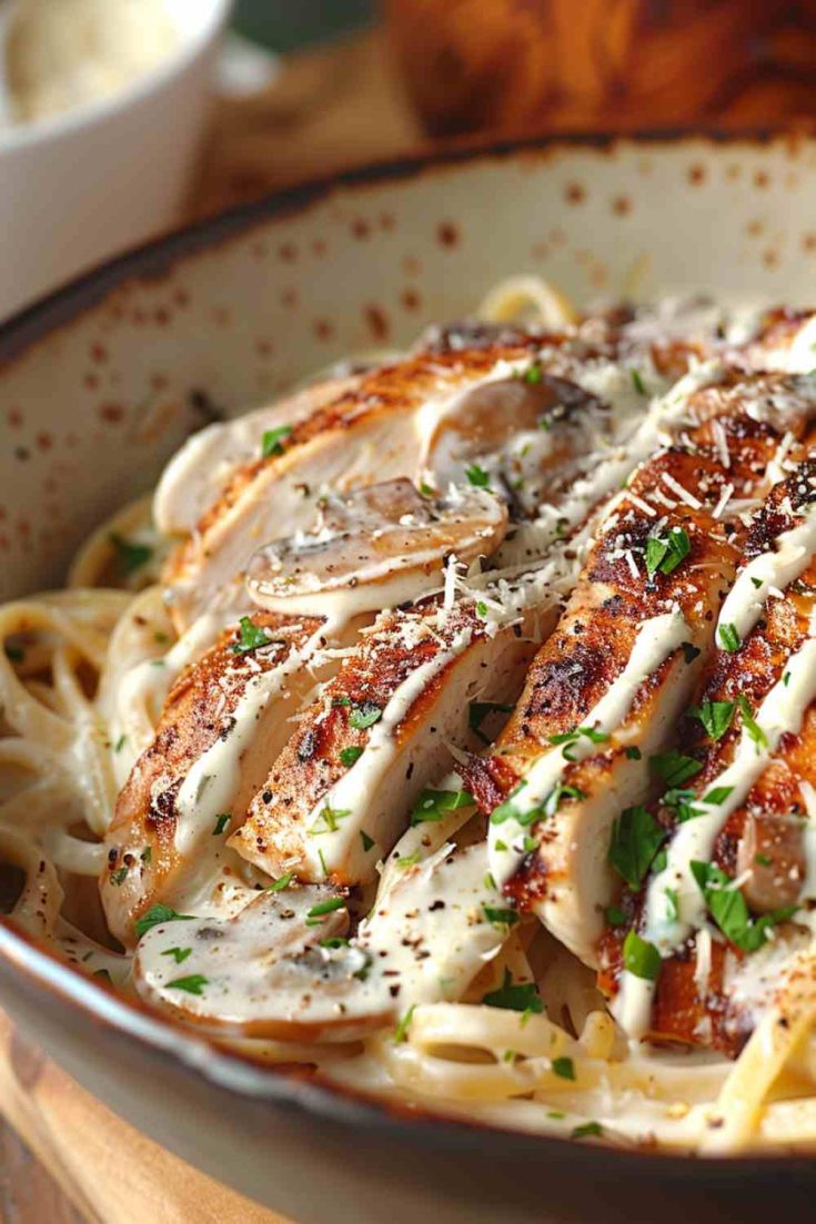 Mushroom and Chicken Alfredo