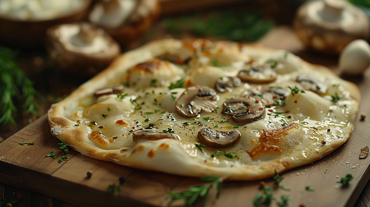 Mushroom and Mozzarella Flatbread