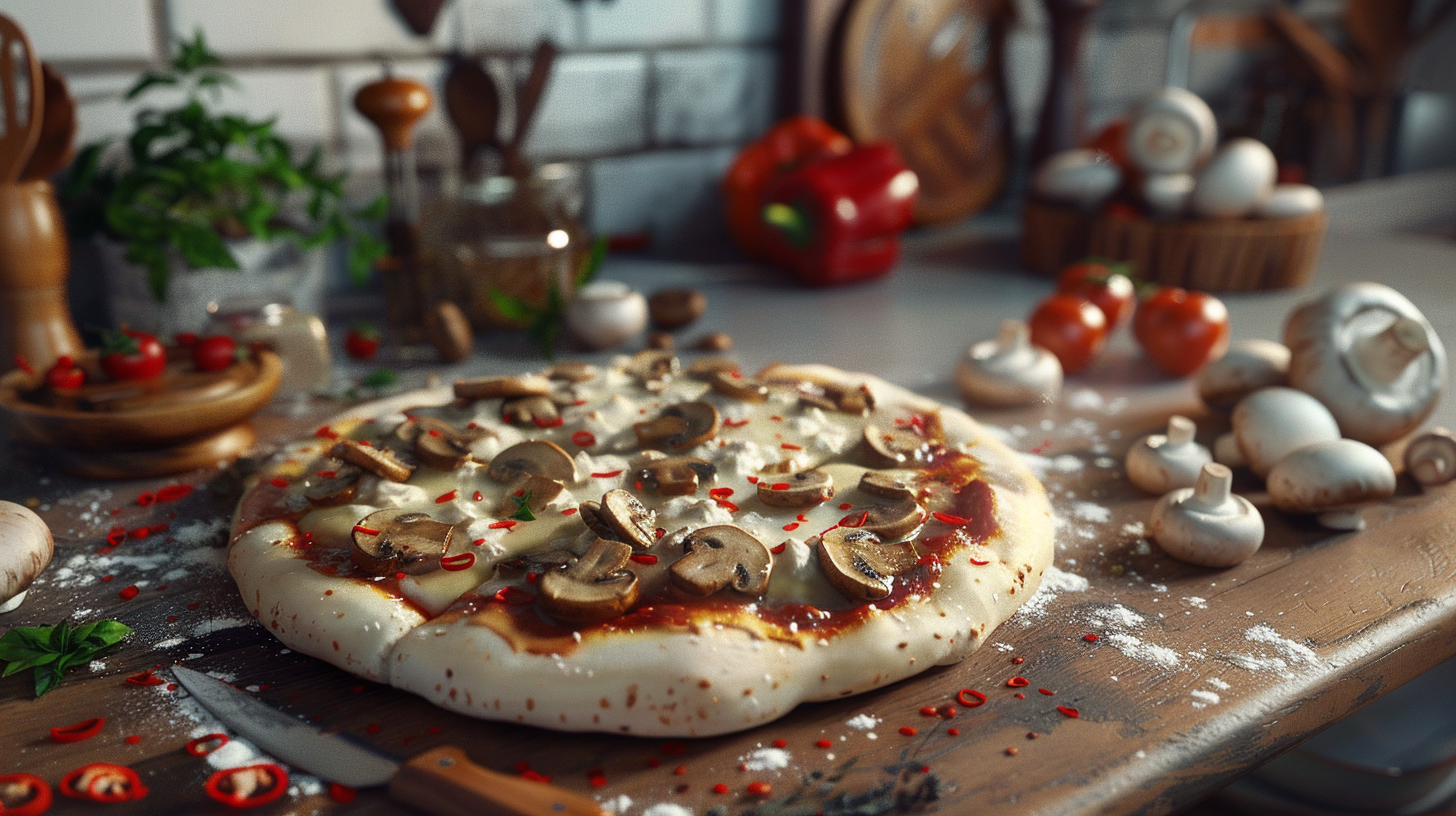 Mushroom and Mozzarella Flatbread