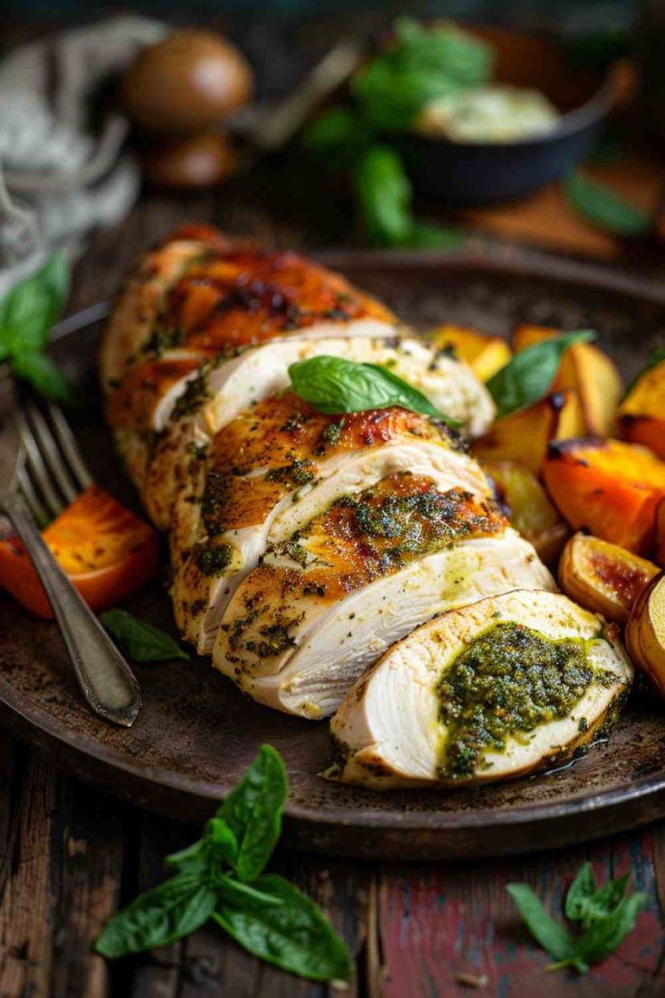 Pesto Mozzarella-Stuffed Chicken