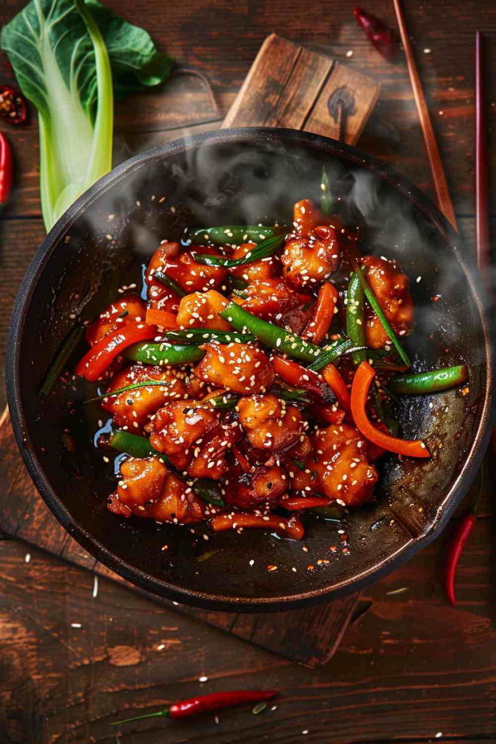 Sesame Chicken with Stir-Fried Vegetables