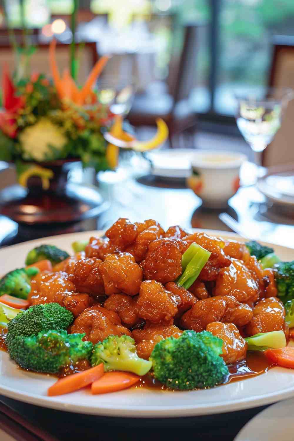 Sesame Chicken with Stir-Fried Vegetables