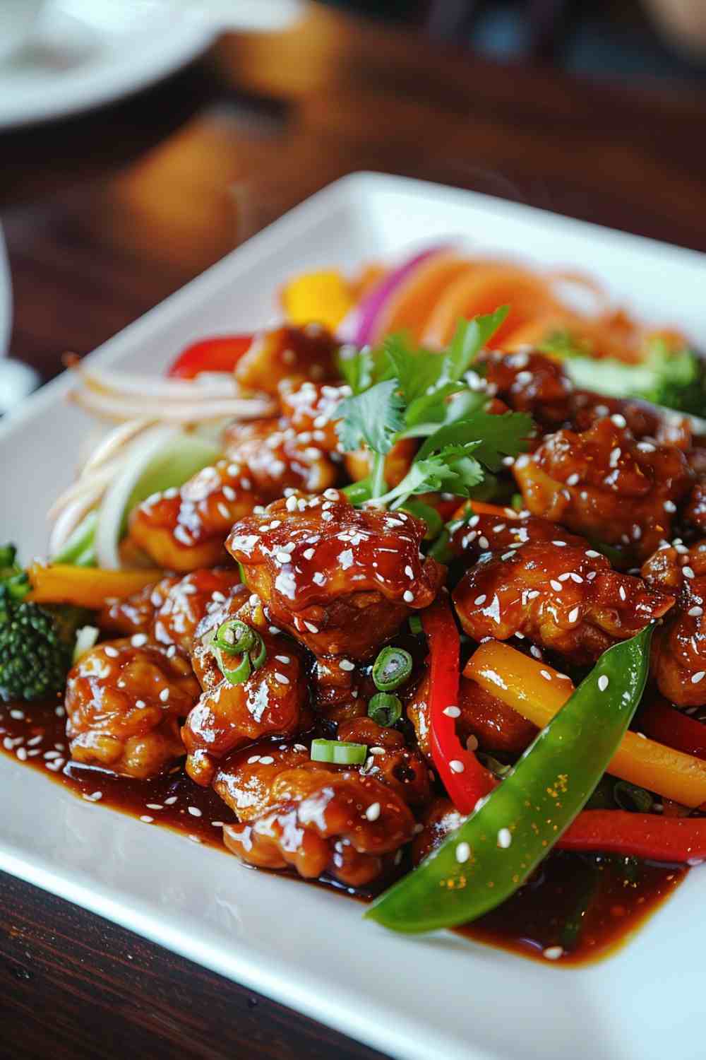 Sesame Chicken with Stir-Fried Vegetables