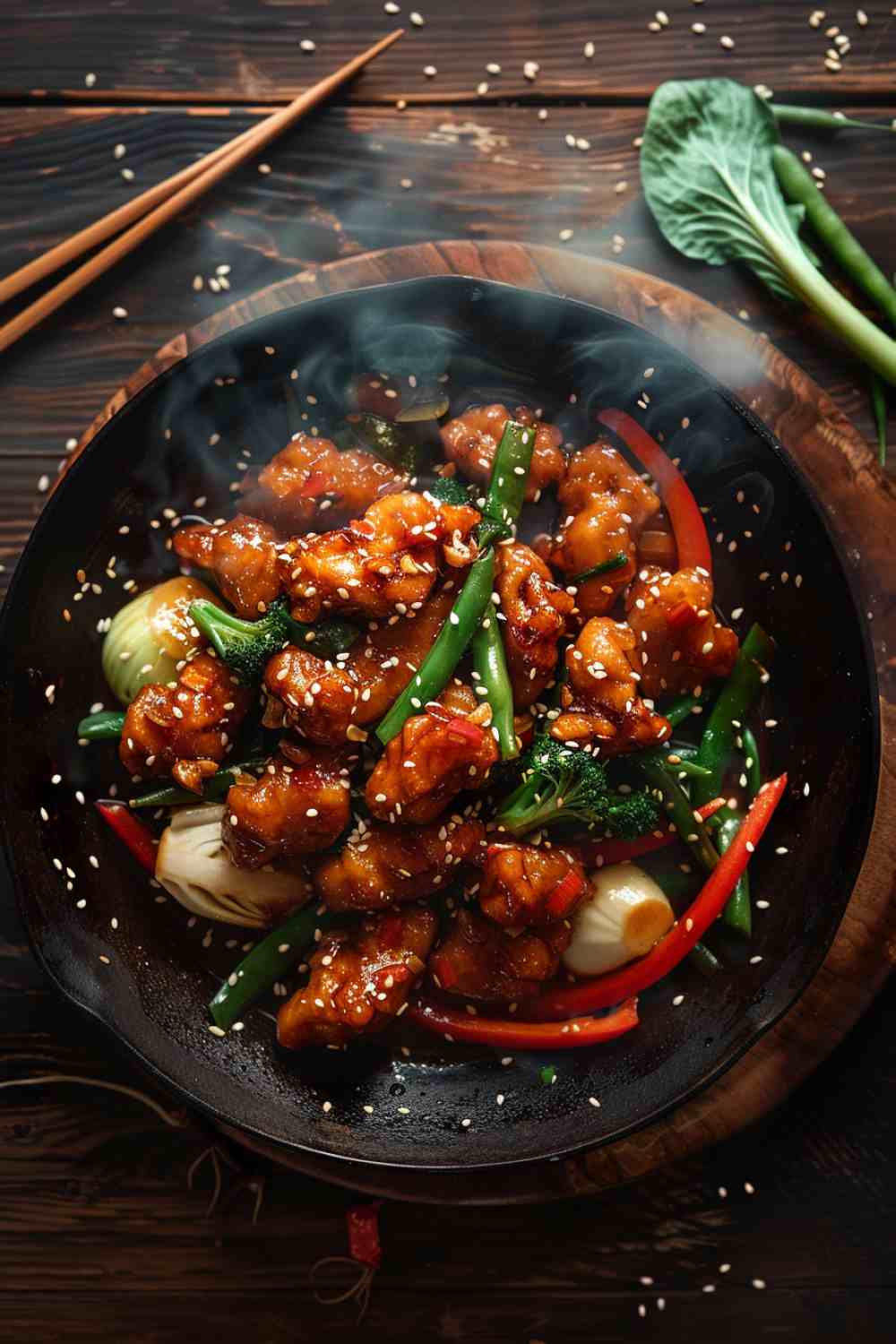 Sesame Chicken with Stir-Fried Vegetables