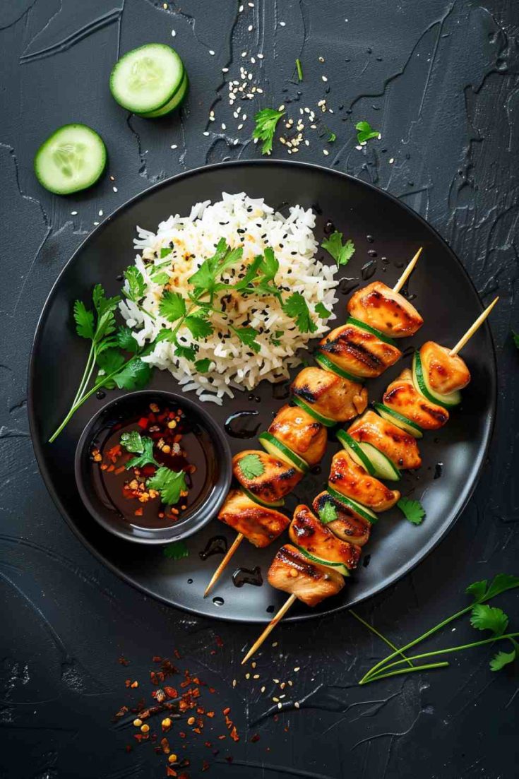 Teriyaki Chicken Skewers with Rice