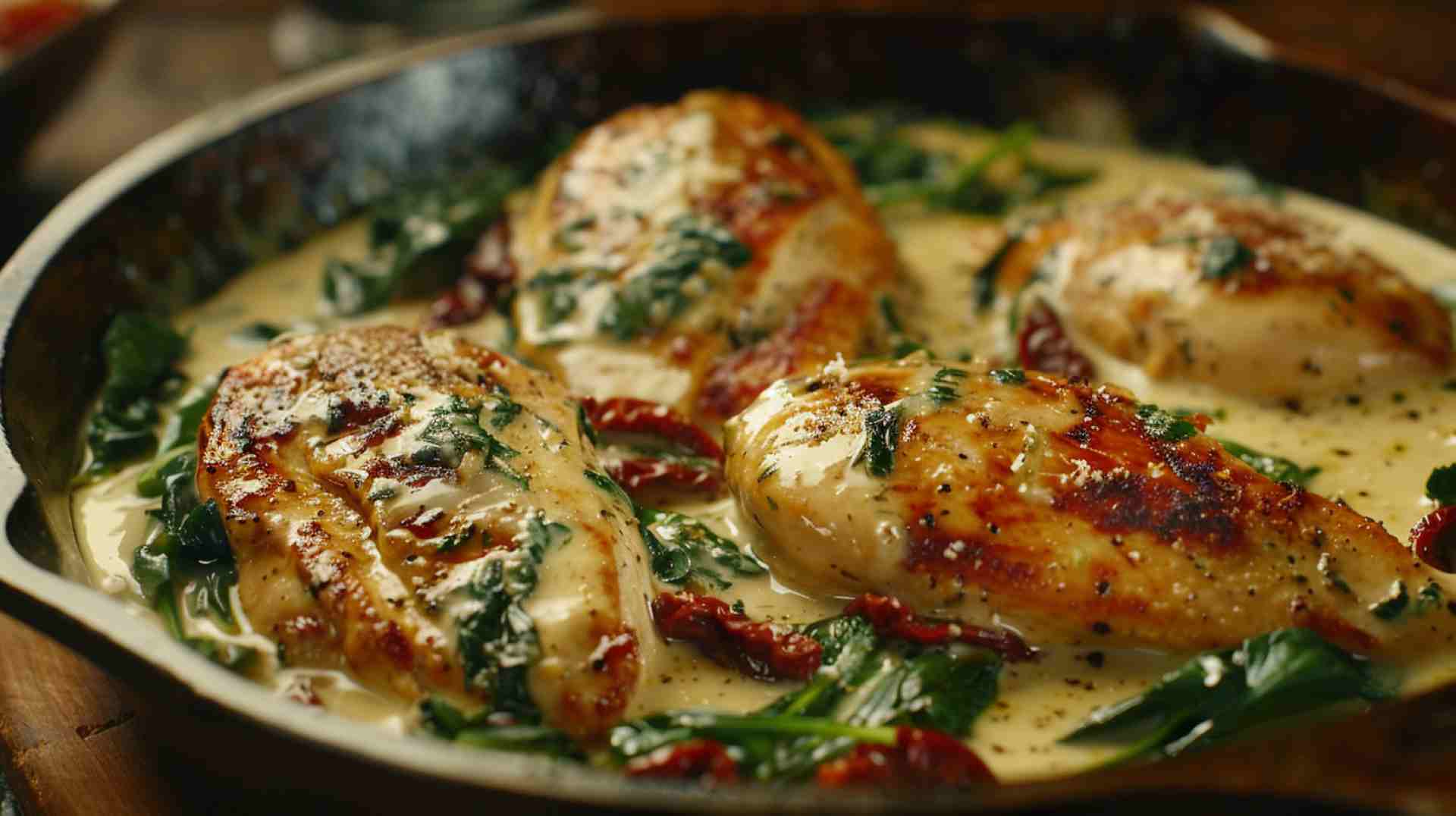 Tuscan Creamy Spinach Chicken Skillet