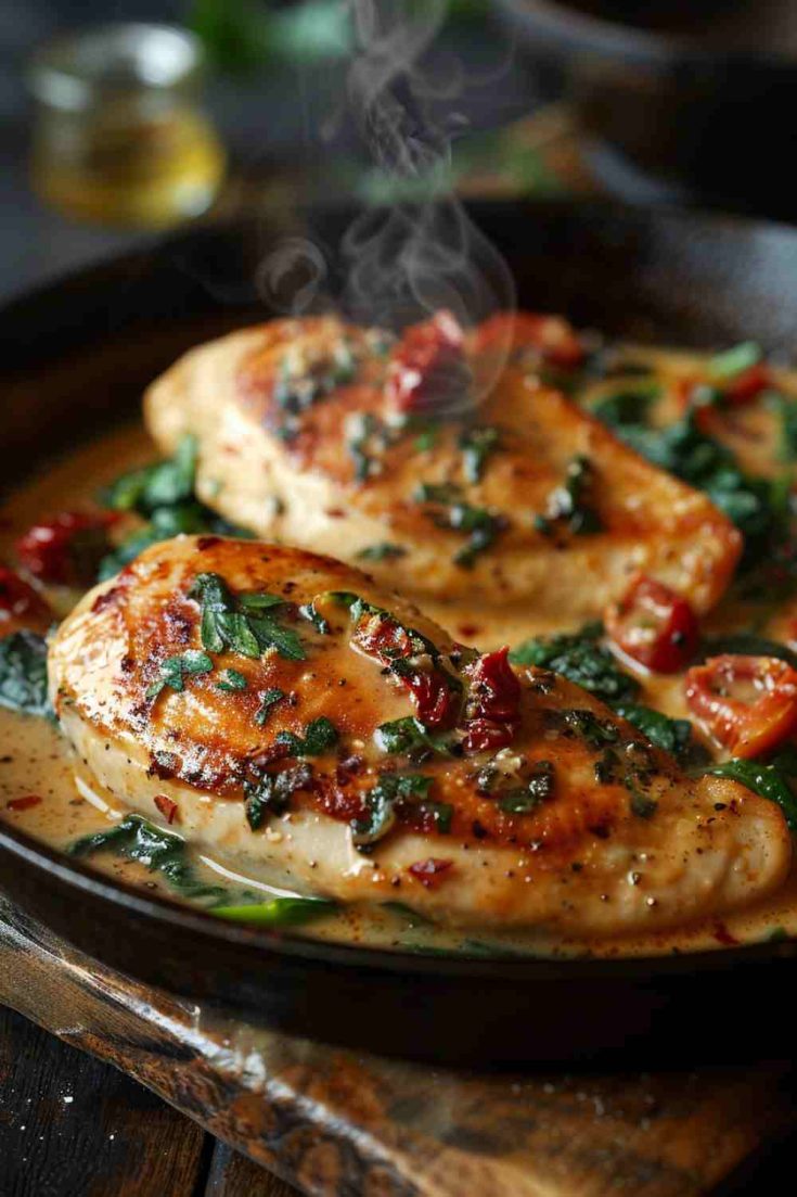 Tuscan Creamy Spinach Chicken Skillet